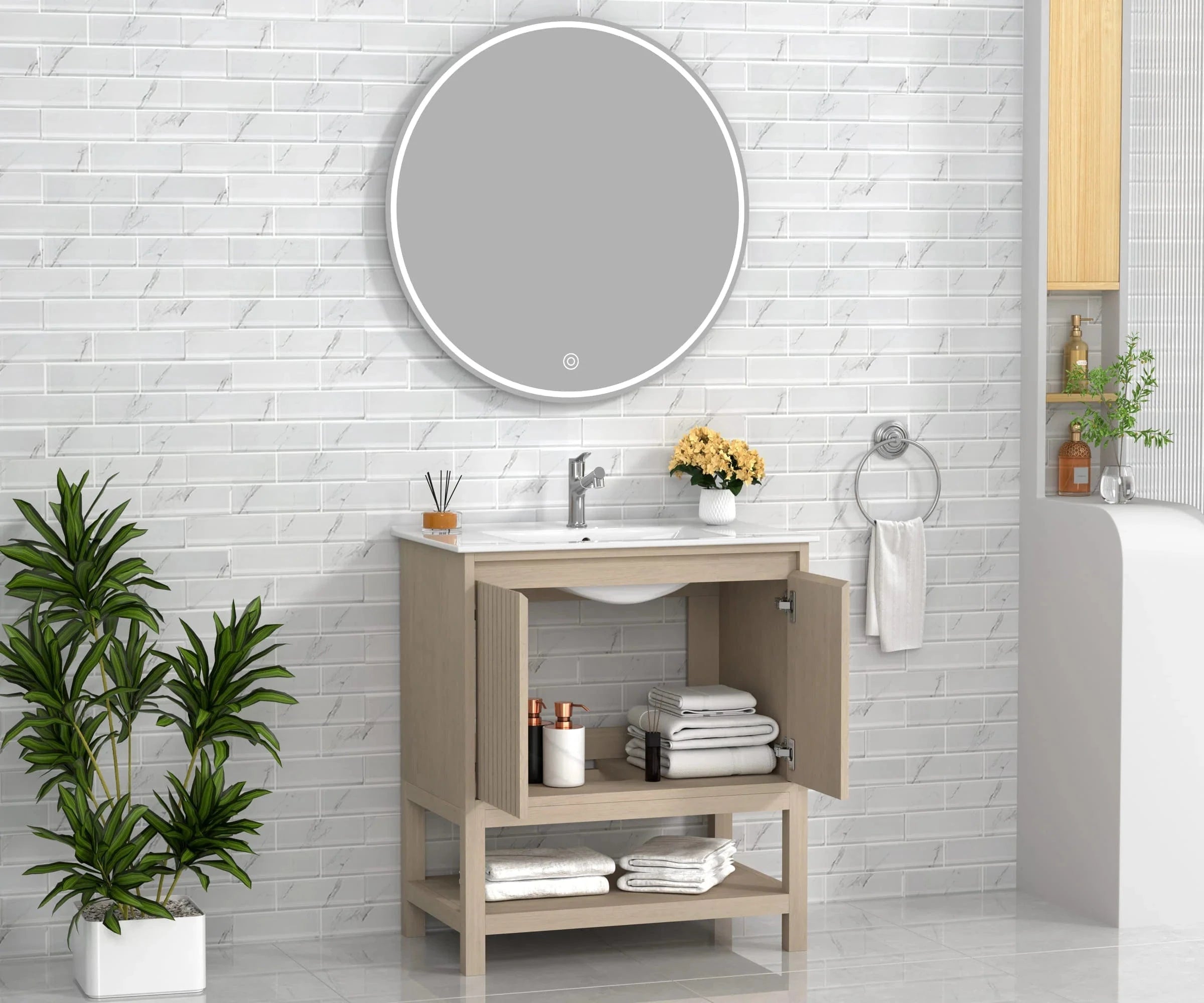 Mena 30" Single Vanity With Porcelain Top Horizon Tile