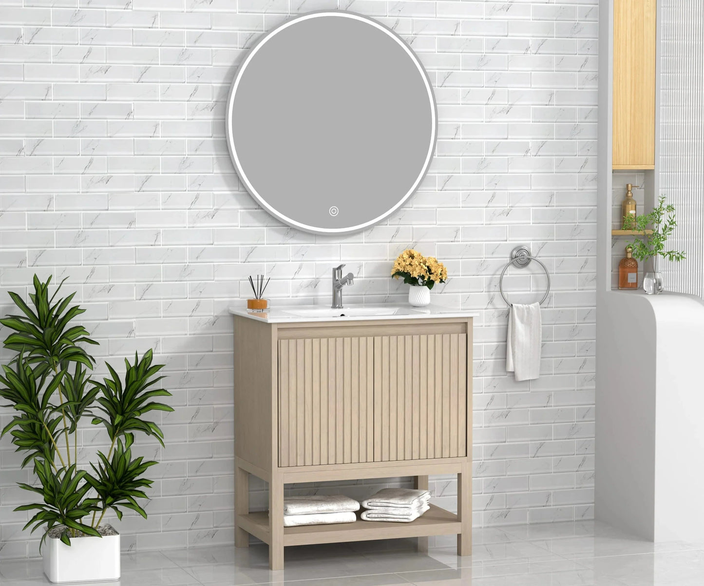 Mena 30" Single Vanity With Porcelain Top Horizon Tile