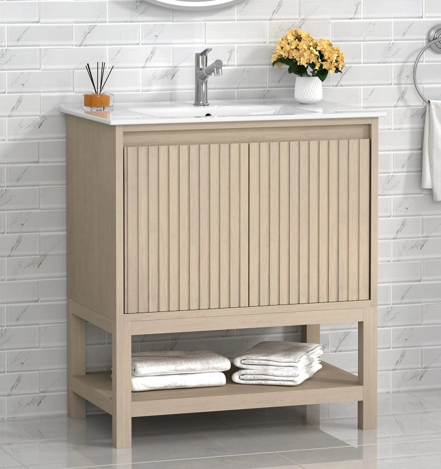 Mena 30" Single Vanity With Porcelain Top Horizon Tile