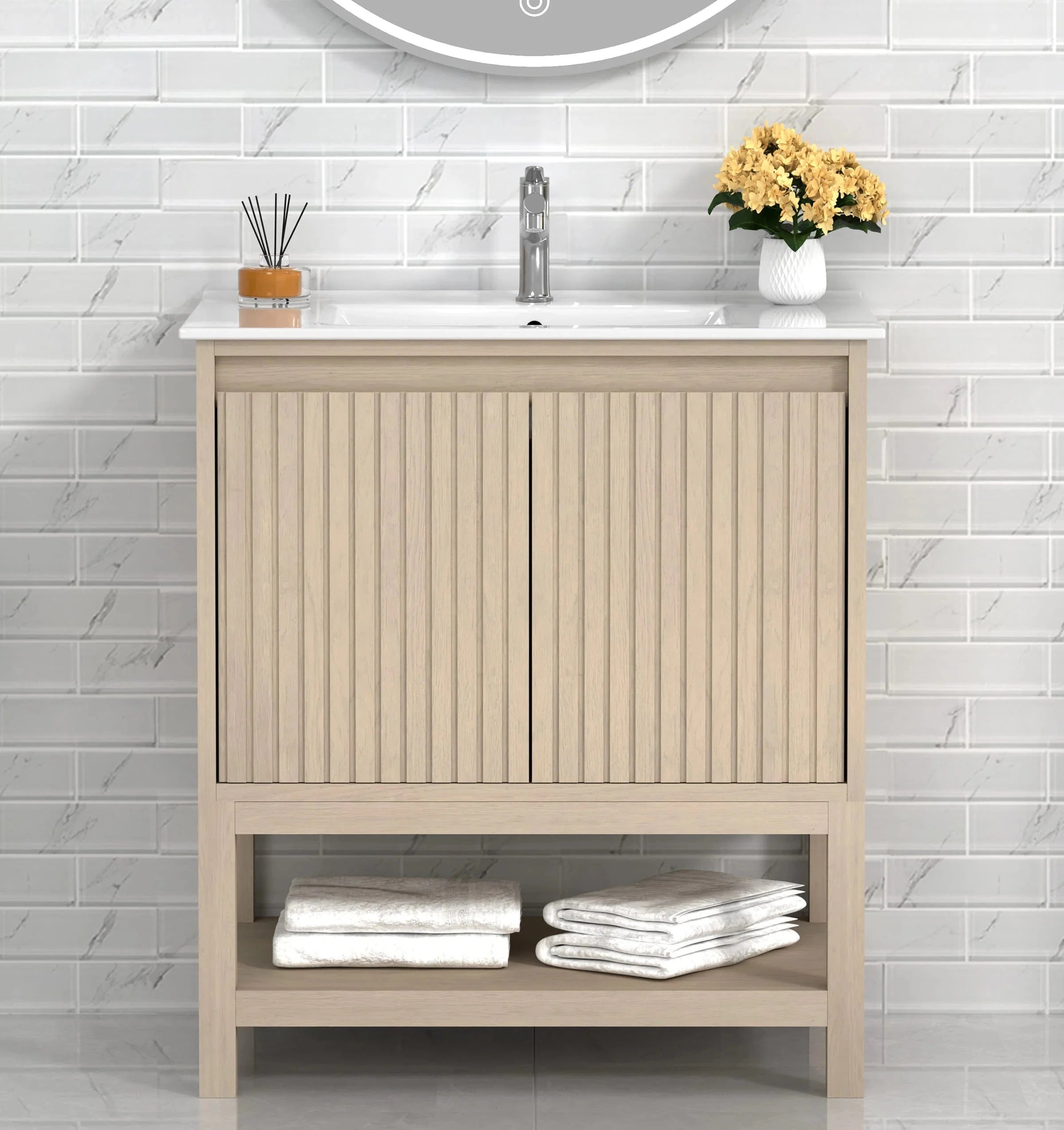 Mena 30" Single Vanity With Porcelain Top Horizon Tile