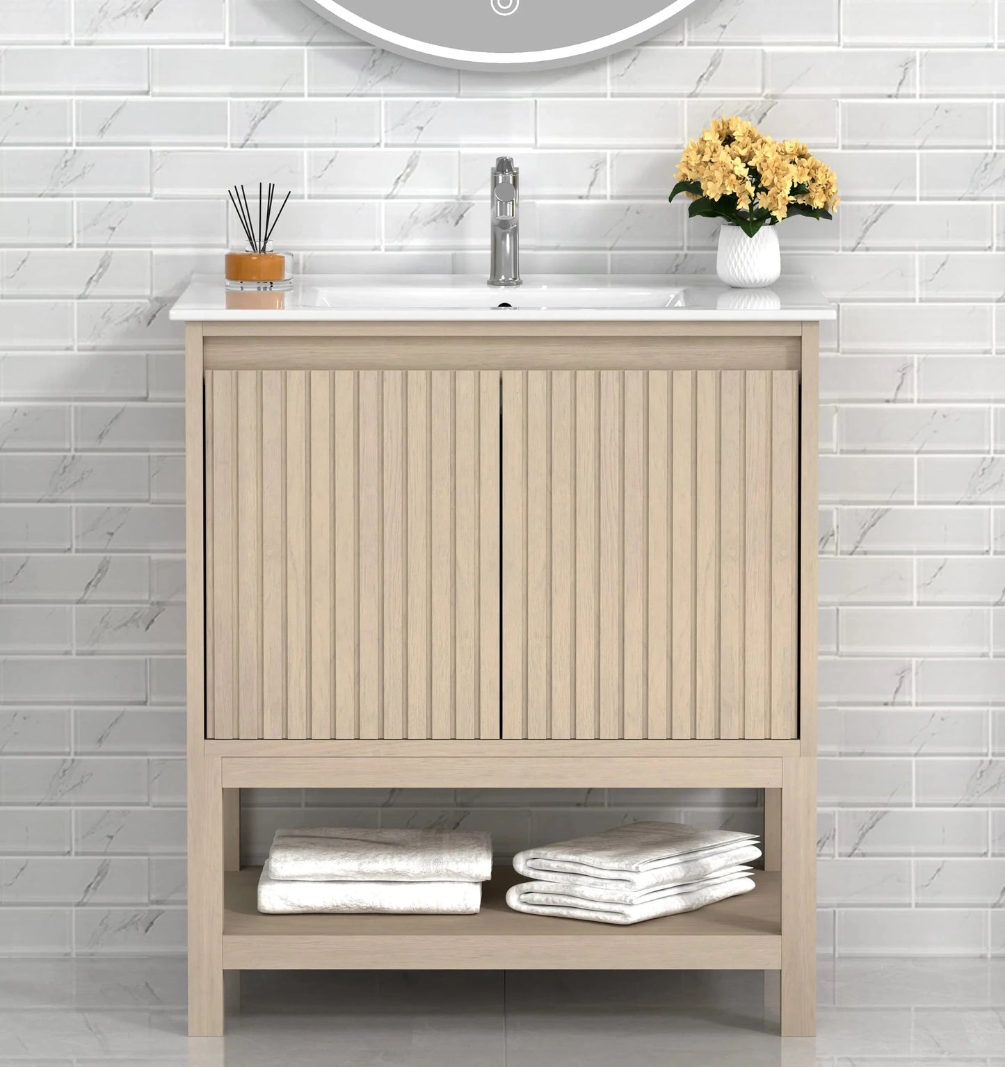 Mena 30" Single Vanity With Porcelain Top Horizon Tile