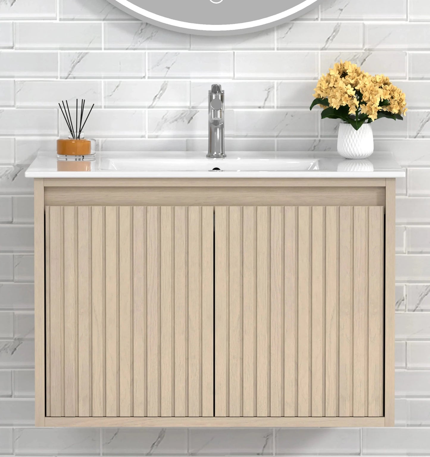 Mena 30" Single Vanity With Porcelain Top Horizon Tile