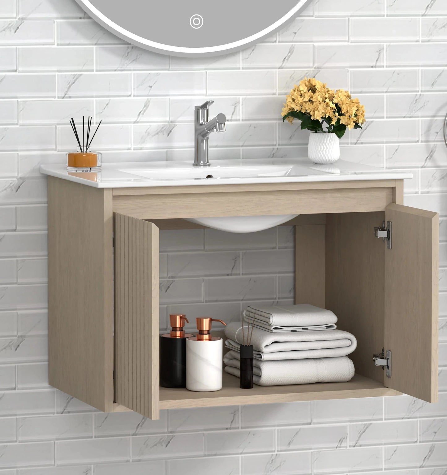 Mena 30" Single Vanity With Porcelain Top Horizon Tile