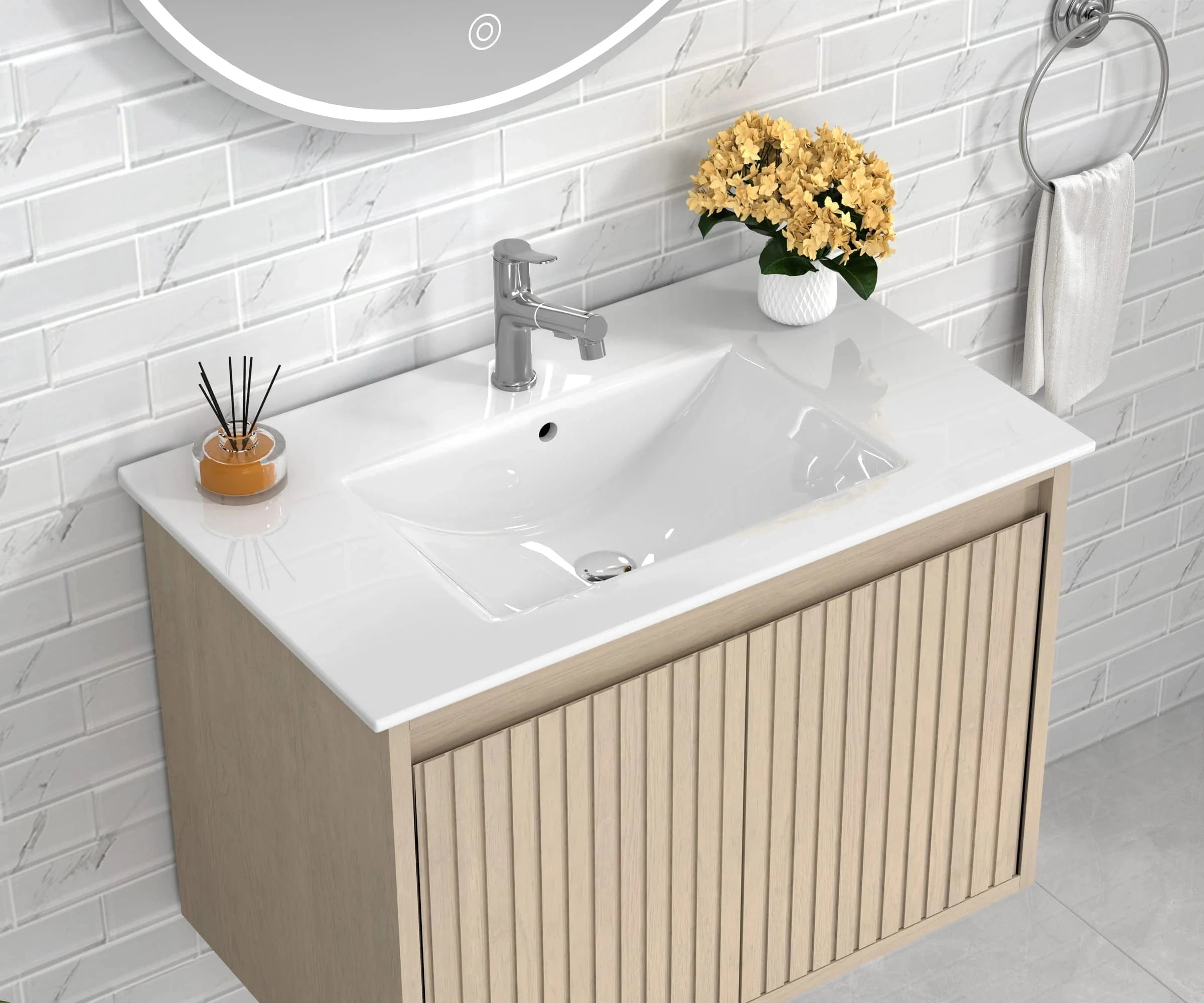 Mena 30" Single Vanity With Porcelain Top Horizon Tile