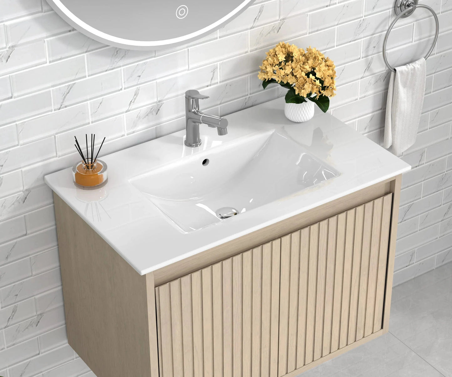 Mena 30" Single Vanity With Porcelain Top Horizon Tile