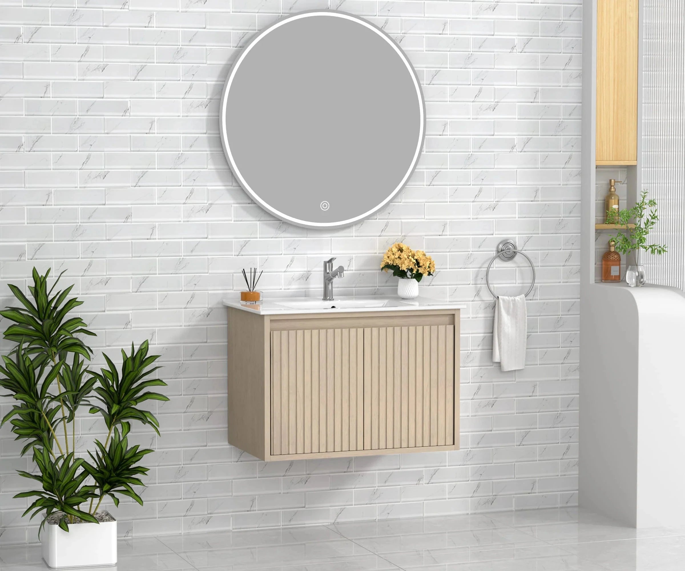 Mena 30" Single Vanity With Porcelain Top Horizon Tile