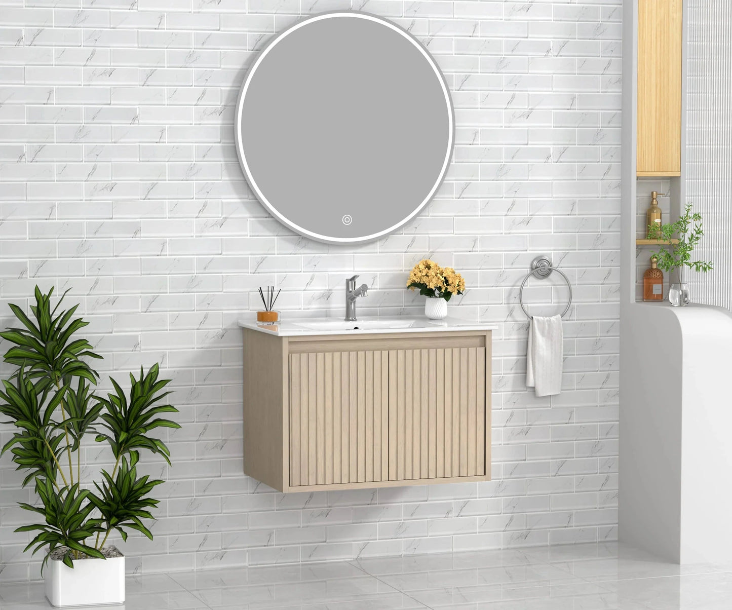 Mena 30" Single Vanity With Porcelain Top Horizon Tile