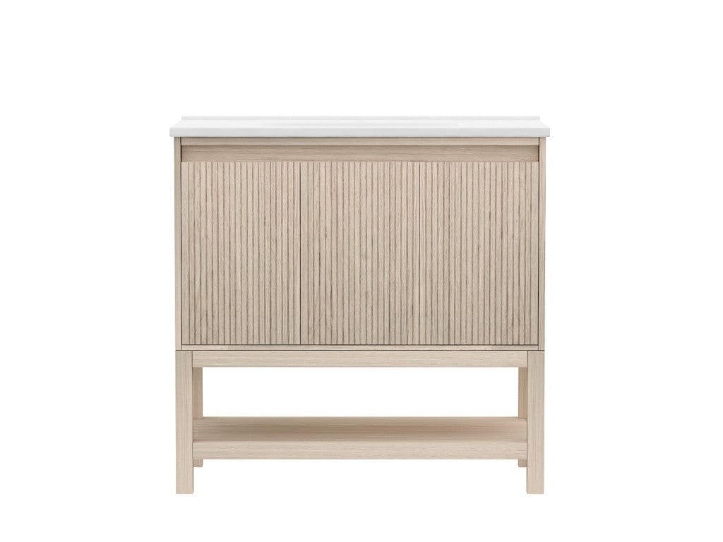 Mena 36" Vanity Natural Wood With Porcelain Top Horizon Tile