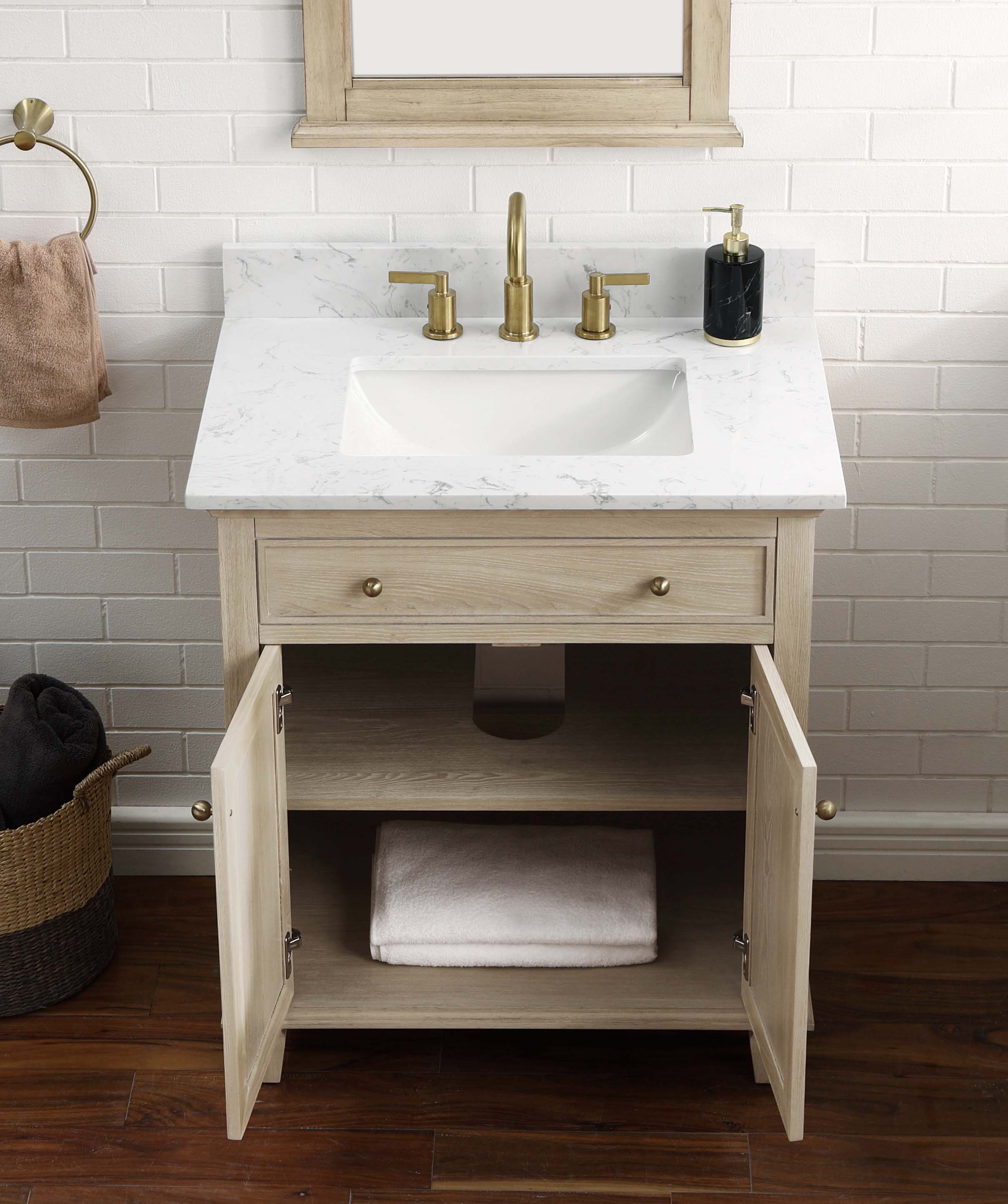 Ronnie 30" Vanity Set with Carrara White Quartz Top Horizon Tile