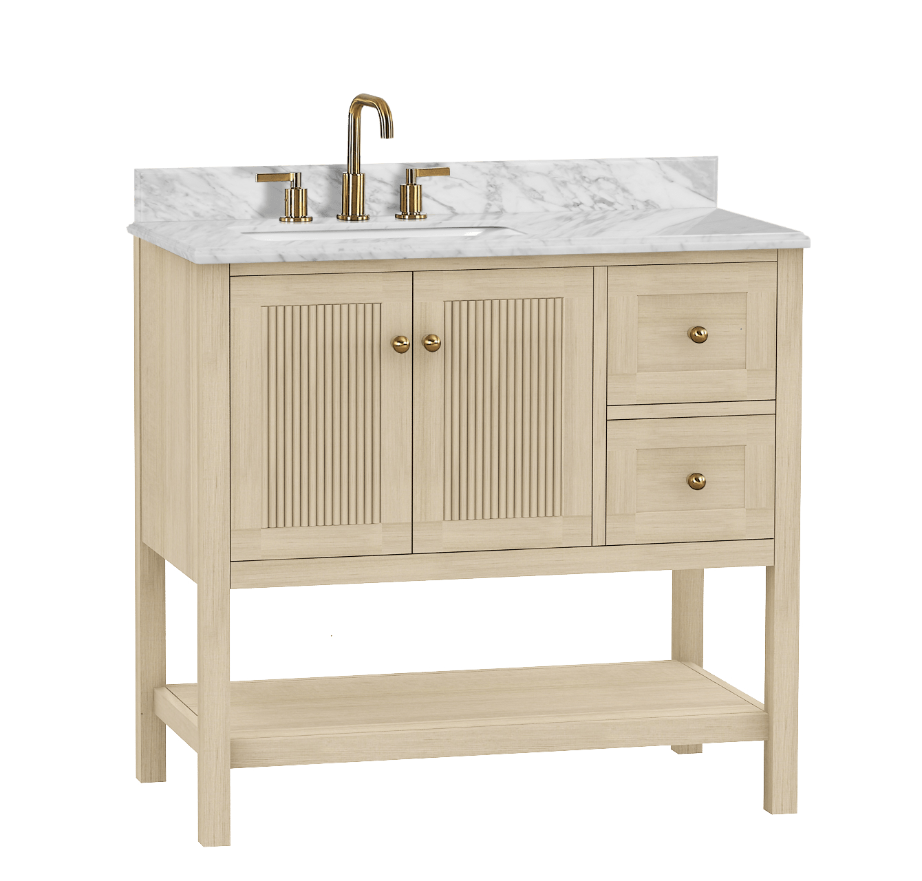 Salem 36" Single Vanity with Carrara White Marble Top Horizon Tile