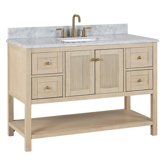 Salem 48" Double Vanity with Carrara White Marble Top Horizon Tile