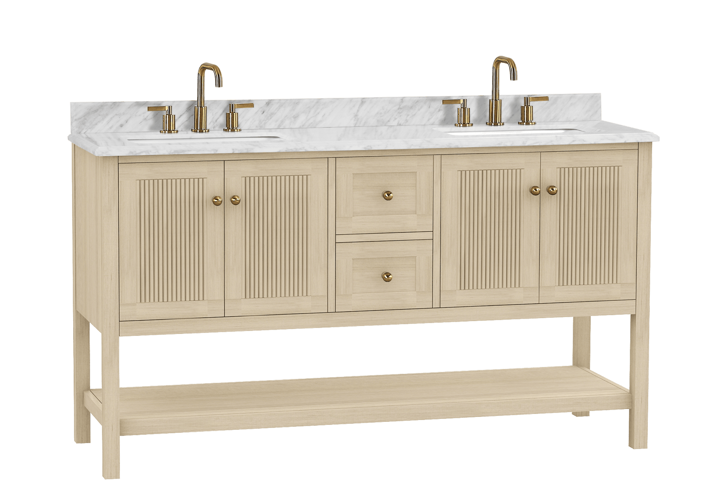 Salem 60" Double Vanity with Carrara White Marble Top Horizon Tile