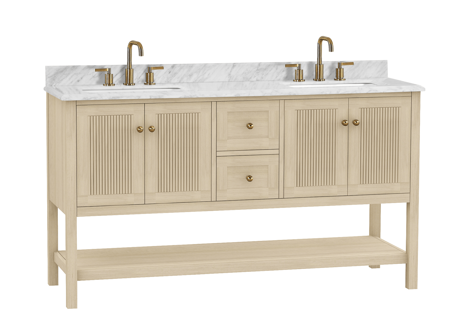 Salem 60" Double Vanity with Carrara White Marble Top Horizon Tile
