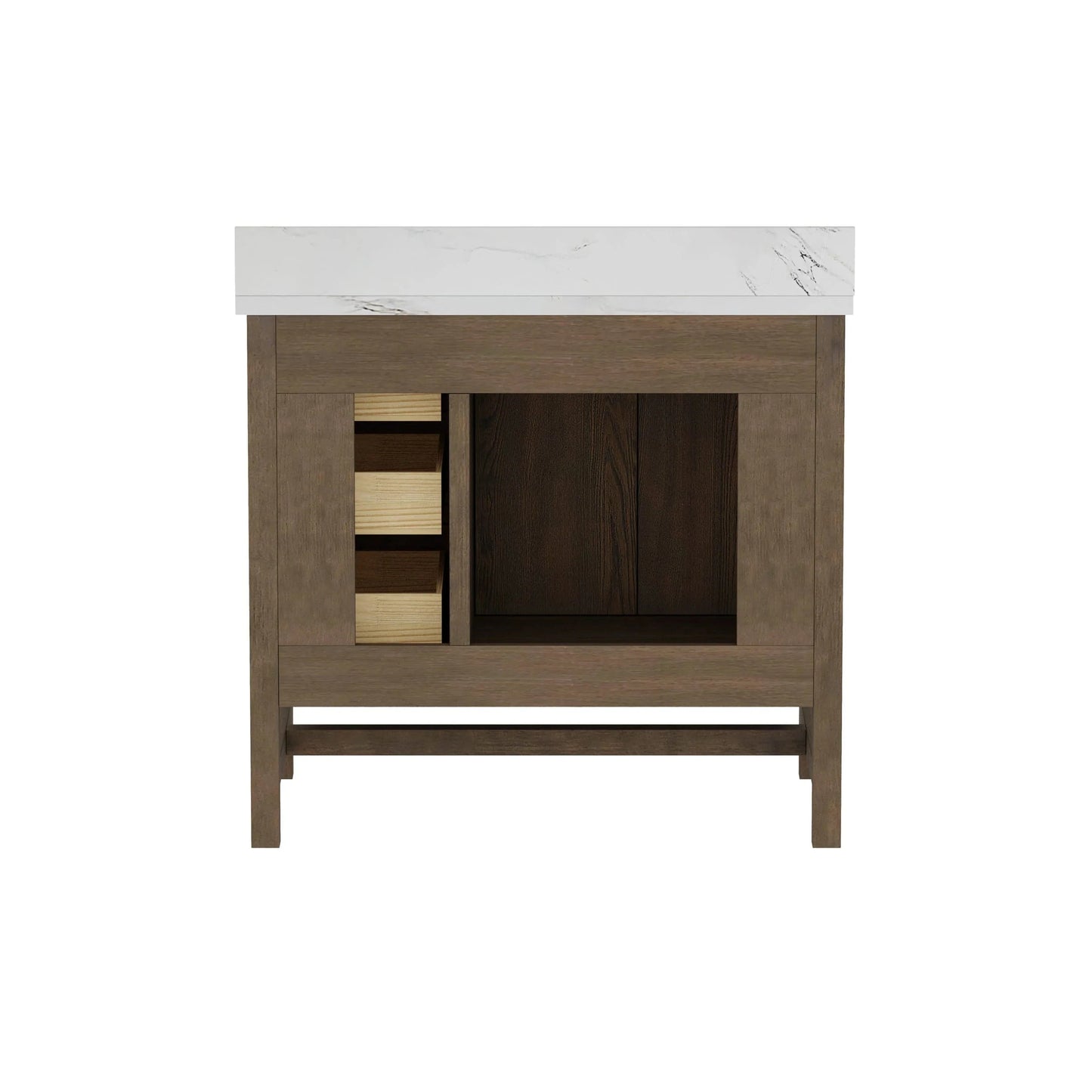 Solon 36” Vanity Family Set with Calacatta Sintered Stone Top Horizon Tile