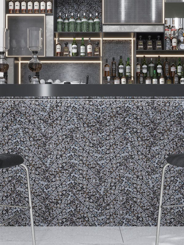 Aquaterra Black Brick Terrazzo and Shell Polished Tile Matrix Mosaics