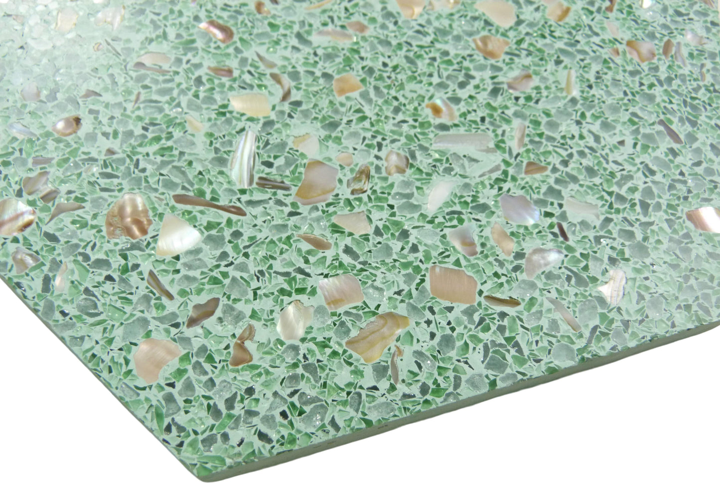 Aquaterra Green Hex Terrazzo and Shell Polished Tile Matrix Mosaics