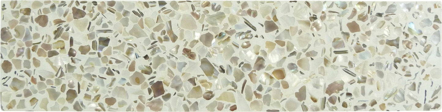 Aquaterra White Brick Terrazzo and Shell Polished Tile Matrix Mosaics