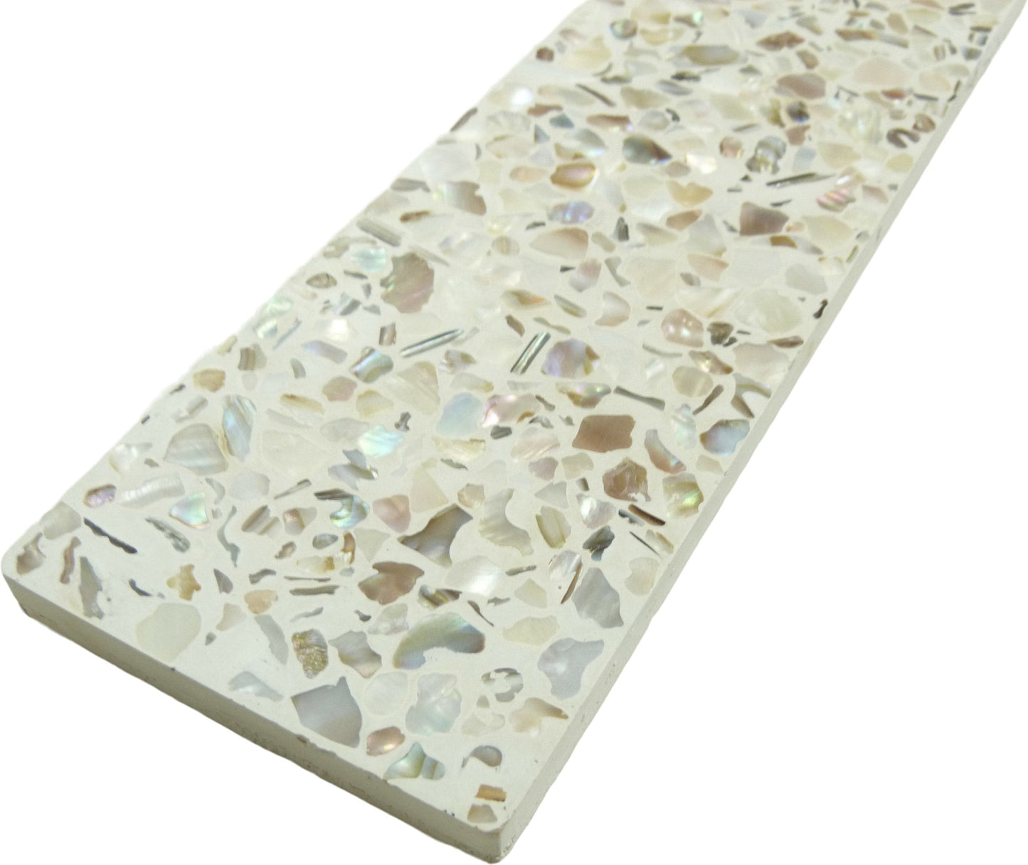 Aquaterra White Brick Terrazzo and Shell Polished Tile Matrix Mosaics