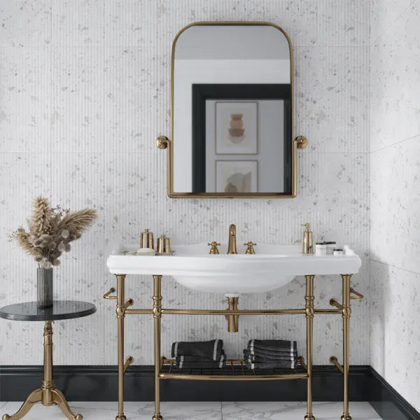 Terrazzo Wave Pearl White 12x24 Textured Tile Matrix Mosaics