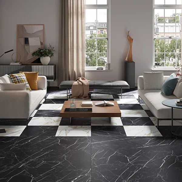 Velanza Nero Black 12x12 Matte Porcelain Tile Matrix Mosaics
