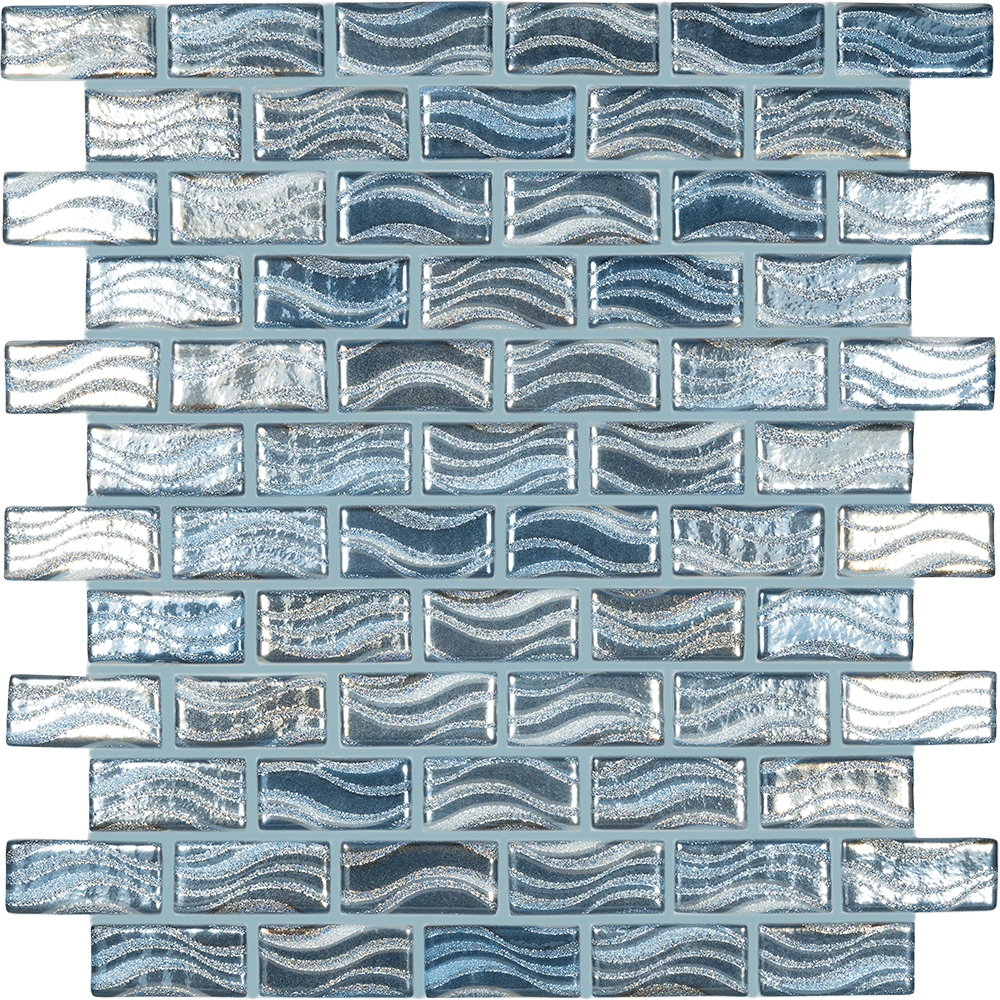 Glitter Blue 1x2 Glossy Glass Tile Merola