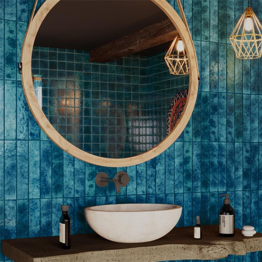 Menorca Amun Blue 2.5x13 Glossy Ceramic Tile Merola