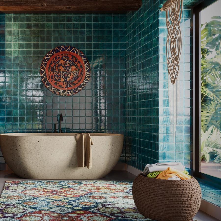 Menorca Amun Blue 4x4 Glossy Ceramic Tile Merola