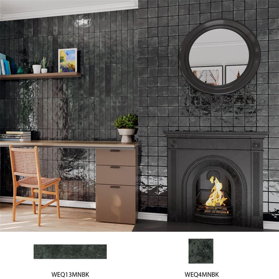 Menorca Forest Black 2.5x13 Glossy Ceramic Tile Merola