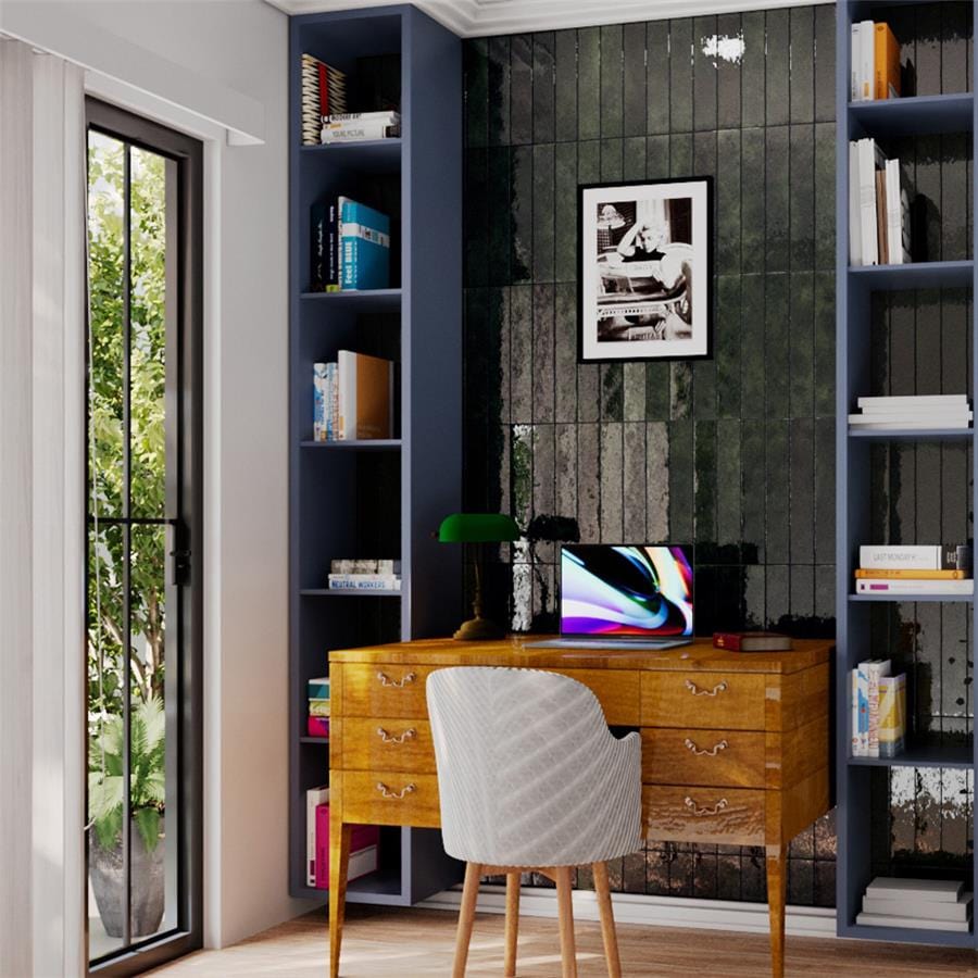 Menorca Forest Black 2.5x13 Glossy Ceramic Tile Merola