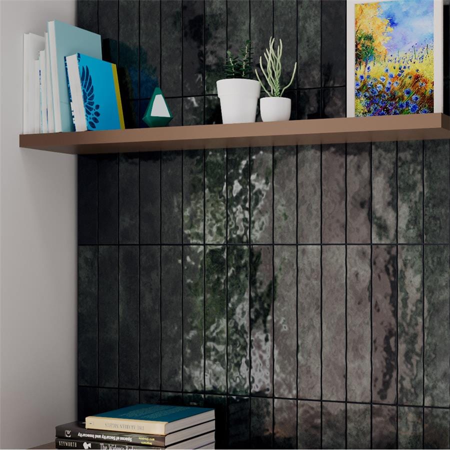 Menorca Forest Black 2.5x13 Glossy Ceramic Tile Merola
