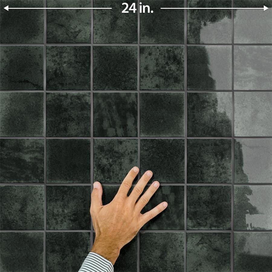 Menorca Forest Black 4x4 Glossy Ceramic Tile Merola