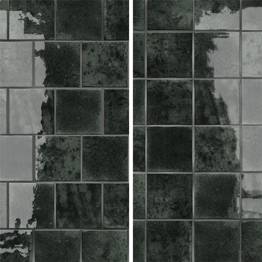 Menorca Forest Black 4x4 Glossy Ceramic Tile Merola