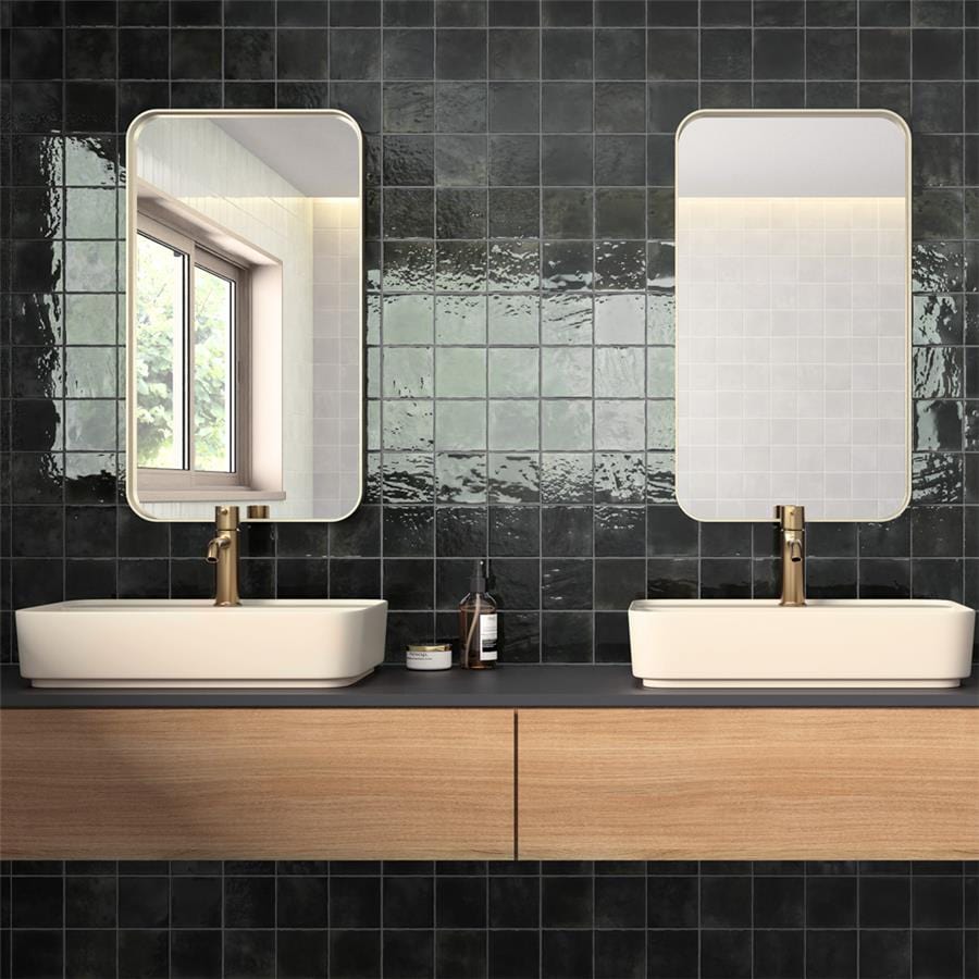 Menorca Forest Black 4x4 Glossy Ceramic Tile Merola