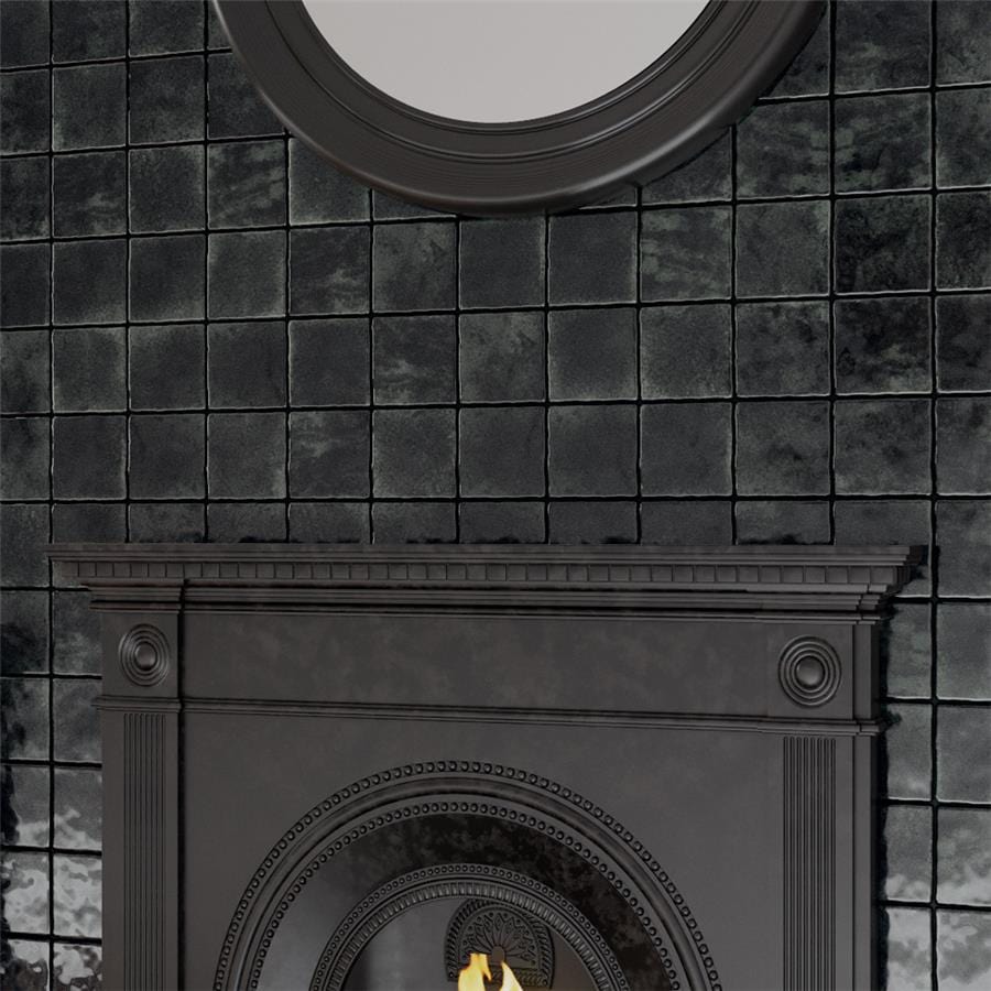 Menorca Forest Black 4x4 Glossy Ceramic Tile Merola