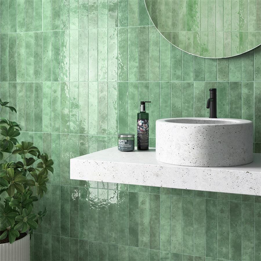 Menorca Lake Green 2.5x13 Glossy Ceramic Tile Merola