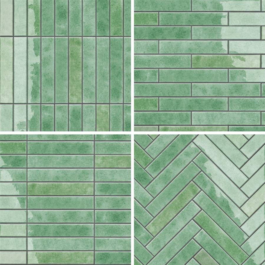 Menorca Lake Green 2.5x13 Glossy Ceramic Tile Merola