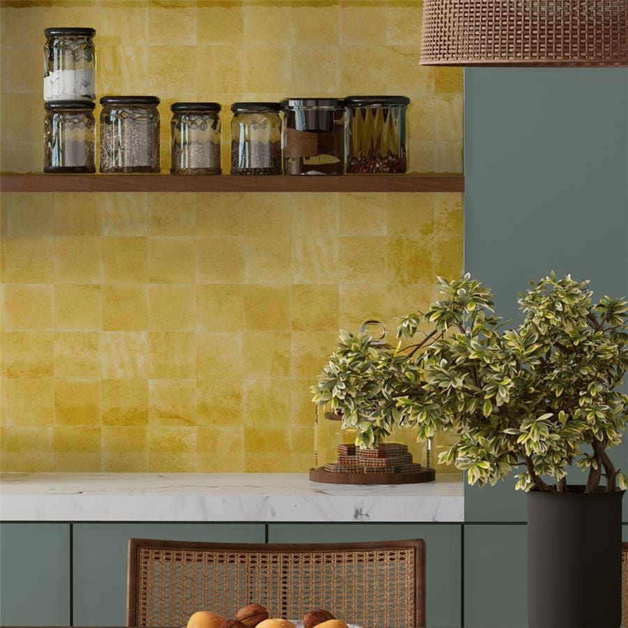 Menorca Lemon Yellow 4x4 Glossy Ceramic Tile Merola