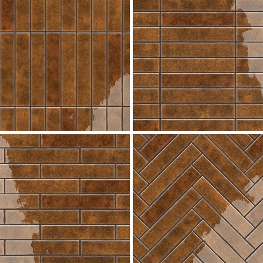 Menorca Rust Brown 2.5x13 Glossy Ceramic Tile Merola