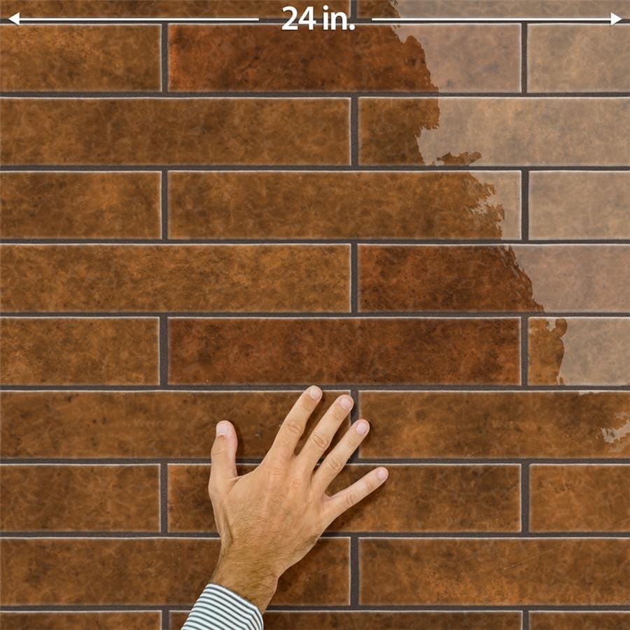 Menorca Rust Brown 2.5x13 Glossy Ceramic Tile Merola