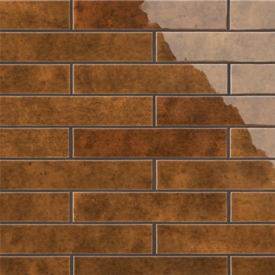Menorca Rust Brown 2.5x13 Glossy Ceramic Tile Merola