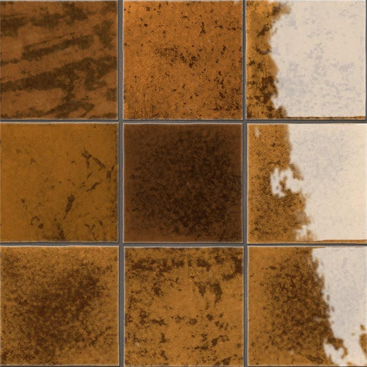 Menorca Rust Brown 4x4 Glossy Ceramic Tile Merola