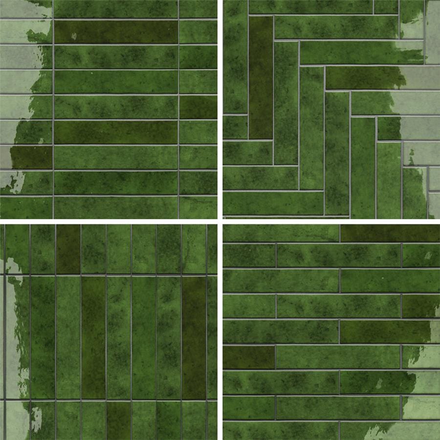 Menorca Tourmaline Green 2.5x13 Glossy Ceramic Tile Merola