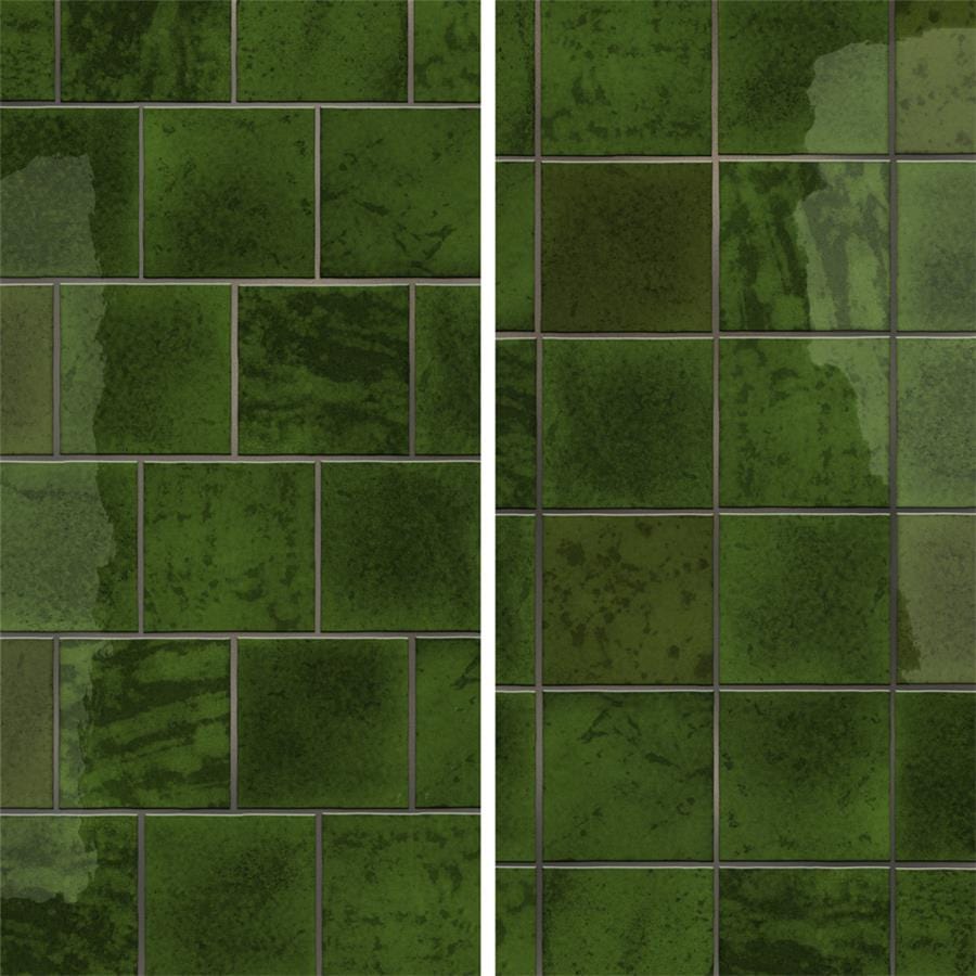 Menorca Tourmaline Green 4x4 Glossy Ceramic Tile Merola