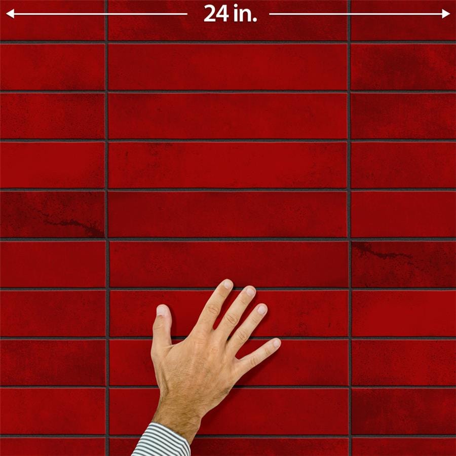 Menorca Volcano Red 2.5x13 Glossy Ceramic Tile Merola