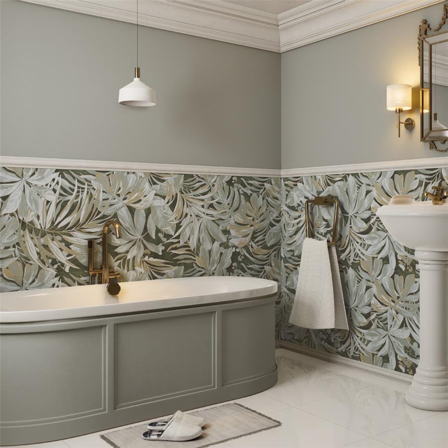 Parete Tropici Green 23.5x47 Porcelain Tile Merola
