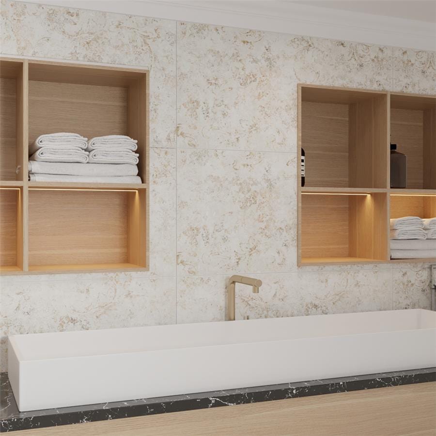 Pictura Frammenti White 23.5x47 Porcelain Tile Merola