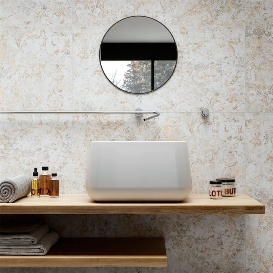 Pictura Frammenti White 23.5x47 Porcelain Tile Merola
