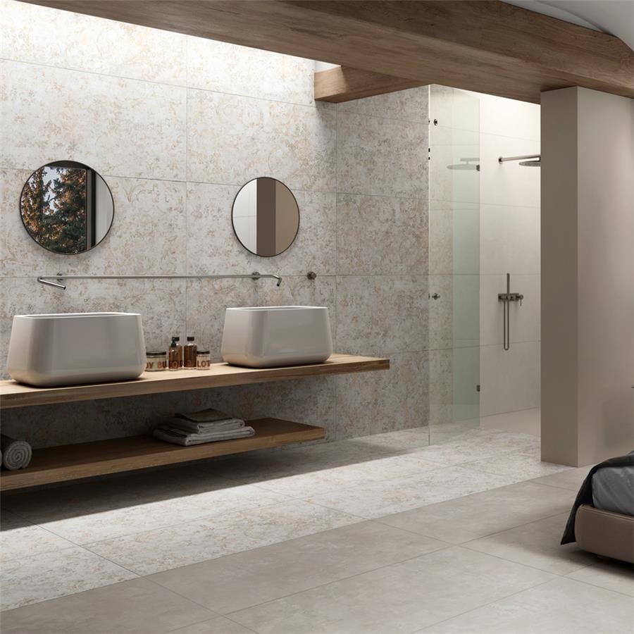 Pictura Frammenti White 23.5x47 Porcelain Tile Merola