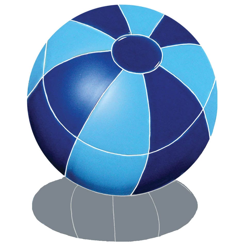 Beach Ball with Shadow 9" Ceramic Mosaics Pool Tile Ocean Pool Mosaics
