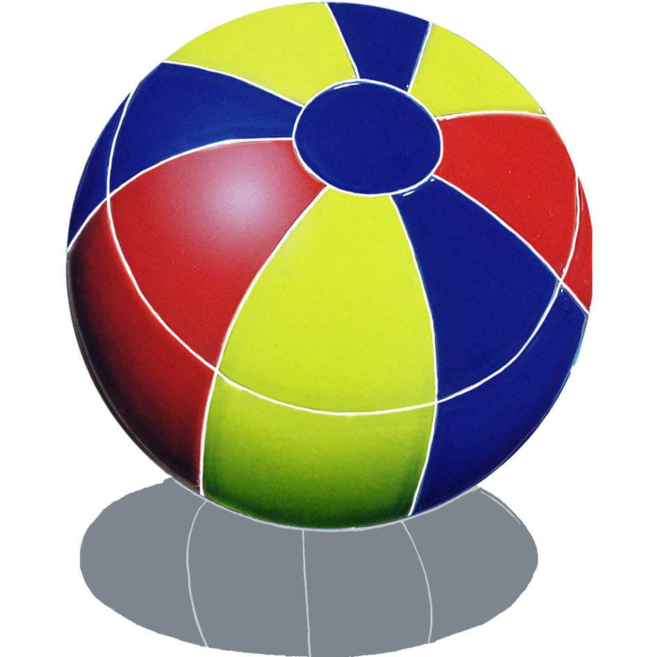 Beach Ball with Shadow 9" Multi Color Ceramic Mosaics Pool Tile Ocean Pool Mosaics